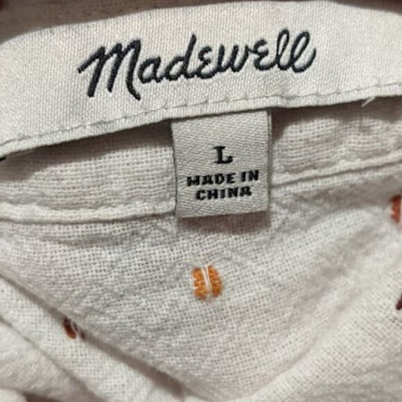 Madewell - Hilltop Shirt in Rainbow Clipdot AD631Size Large, White with Dots
